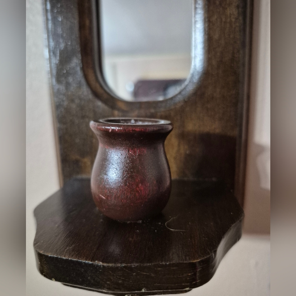 Vintage Mirrored Wood Candle Sconces - Picture 12 of 15